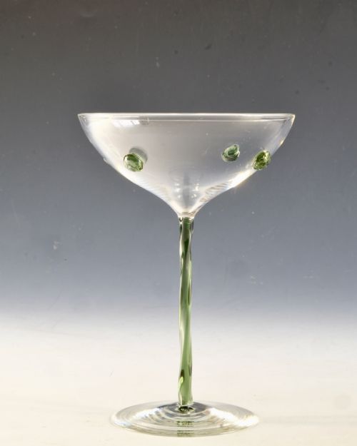 ANTIQUE GLASS CHAMPAGNE GLASS POWELL WHITEFRIARS C1900 - ADDITIONAL PHOTO 1