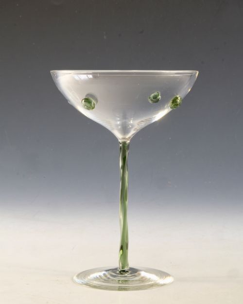 ANTIQUE GLASS CHAMPAGNE GLASS POWELL WHITEFRIARS C1900 - ADDITIONAL PHOTO 2