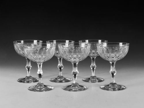 antique glass champagne glasses set of 6 english c1880 - CATEGORY: ANTIQUE GLASS - DATED 19TH CENTURY
