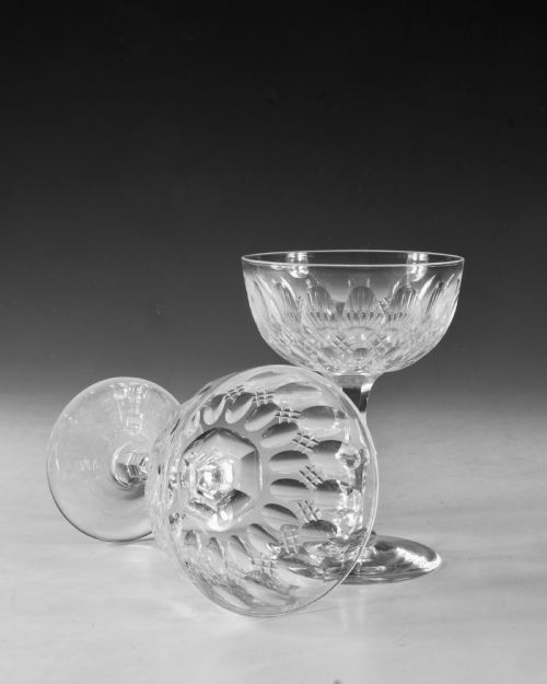 ANTIQUE GLASS CHAMPAGNE GLASSES SET OF 6 ENGLISH C1880 - ADDITIONAL PHOTO 5