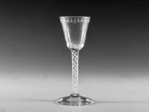 antique glass opaque twist wine glass english c1765 - CATEGORY: ANTIQUE GLASS - DATED 18TH CENTURY