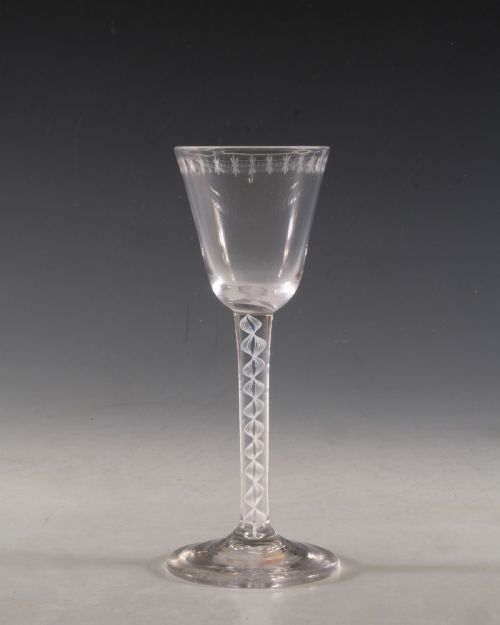 ANTIQUE GLASS OPAQUE TWIST WINE GLASS ENGLISH C1765 - ADDITIONAL PHOTO 1