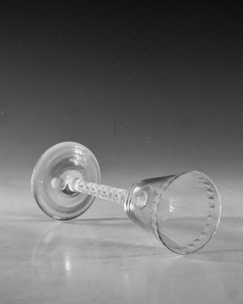 ANTIQUE GLASS OPAQUE TWIST WINE GLASS ENGLISH C1765 - ADDITIONAL PHOTO 3