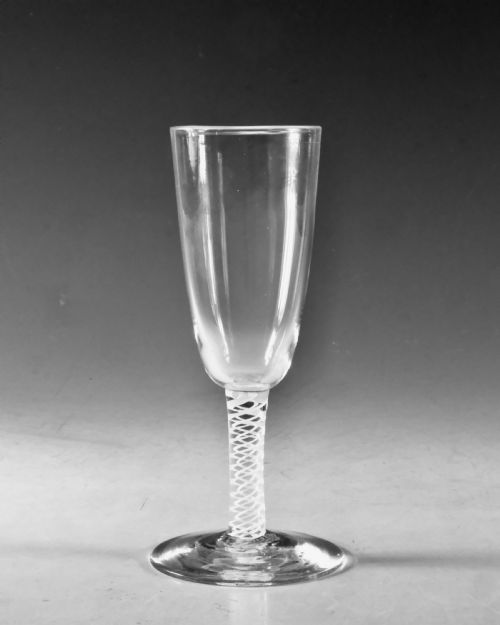 ANTIQUE GLASS OPAQUE TWIST ALE GLASS ENGLISH C1765 - ADDITIONAL PHOTO 1