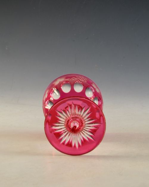 ANTIQUE GLASS RUBY OVERLAY WINE GLASS ENGLISH C1870 - ADDITIONAL PHOTO 4