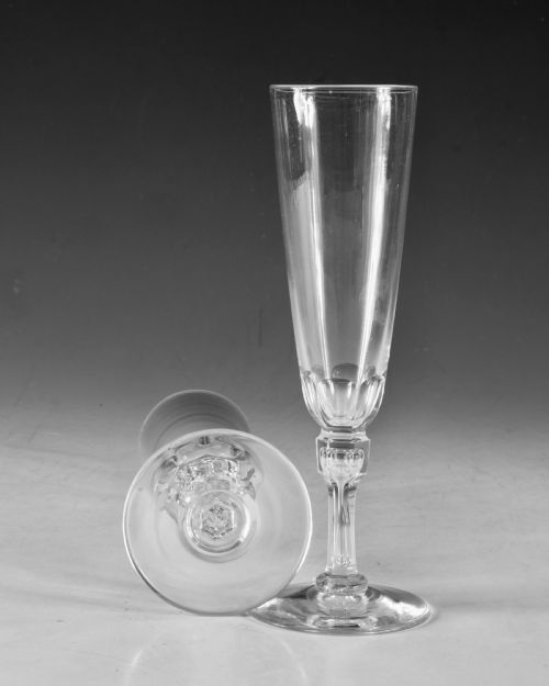 ANTIQUE GLASS CHAMPAGNE GLASSES PAIR ENGLISH C184 - ADDITIONAL PHOTO 1