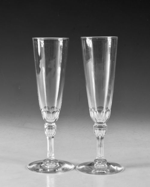 ANTIQUE GLASS CHAMPAGNE GLASSES PAIR ENGLISH C184 - ADDITIONAL PHOTO 2