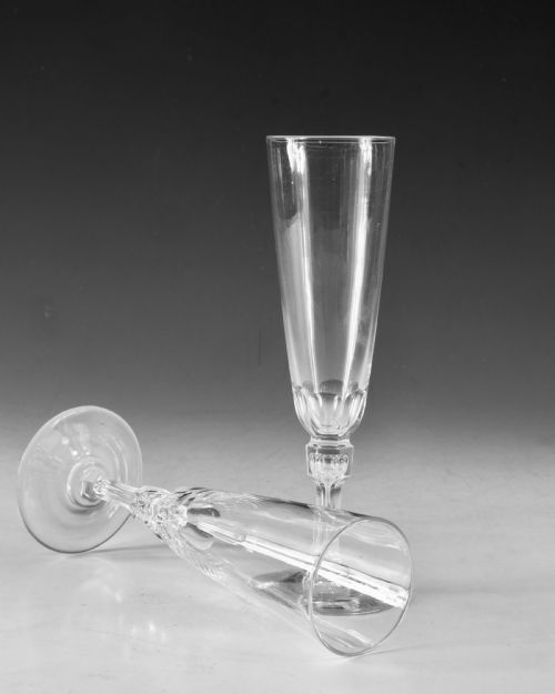ANTIQUE GLASS CHAMPAGNE GLASSES PAIR ENGLISH C184 - ADDITIONAL PHOTO 4