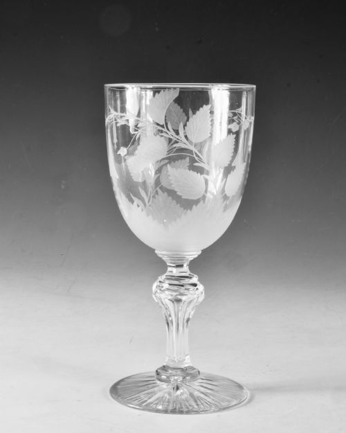 ANTIQUE GLASS ENGRAVED GOBLET ENGLISH C1880 - ADDITIONAL PHOTO 2