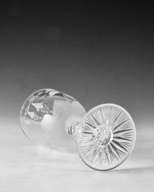 ANTIQUE GLASS ENGRAVED GOBLET ENGLISH C1880 - ADDITIONAL PHOTO 4