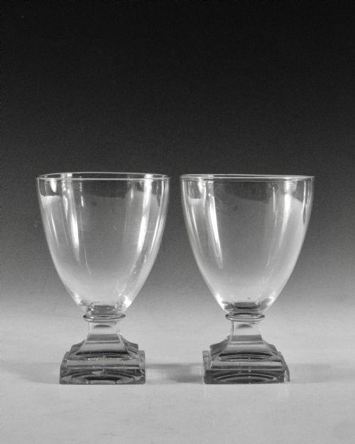 ANTIQUE GLASS PAIR OF RUMMERS ENGLISH C1830 - ADDITIONAL PHOTO 1