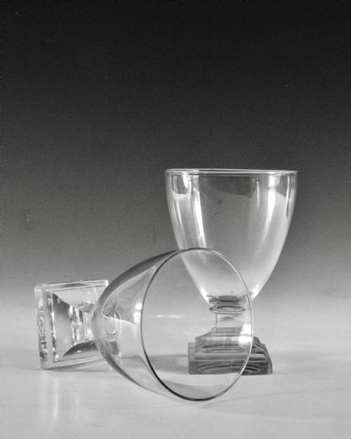 ANTIQUE GLASS PAIR OF RUMMERS ENGLISH C1830 - ADDITIONAL PHOTO 3