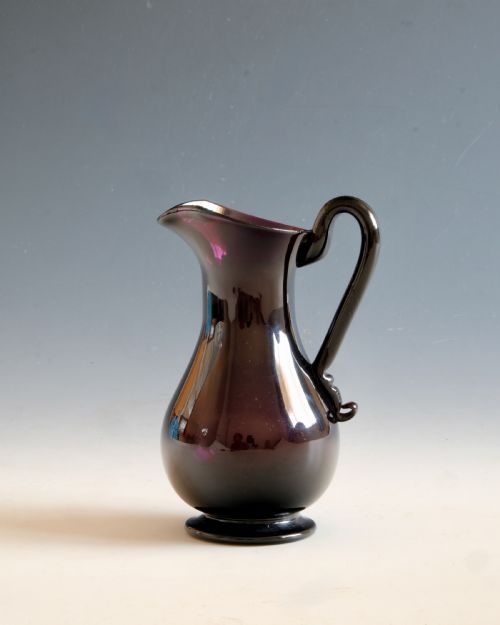 ANTIQUE GLASS AMETHYST CREAM JUG ENGLISH C1830 - ADDITIONAL PHOTO 1