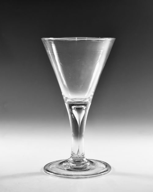 ANTIQUE GLASS PLAIN STEM GOBLET ENGLISH C1750 - ADDITIONAL PHOTO 2