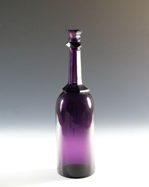 ANTIQUE GLASS AMETHYST SERVING BOTTLE ENGLISH C1830 - ADDITIONAL PHOTO 3