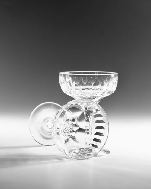 ANTIQUE GLASS CHAMPAGNE GLASSES SIX ENGLISH C1900 - ADDITIONAL PHOTO 5
