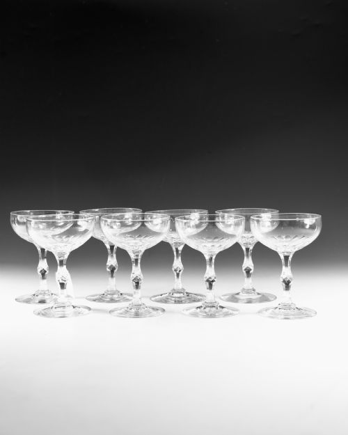 ANTIQUE GLASS CHAMPAGNE GLASSES EIGHT ENGLISH C1880 - ADDITIONAL PHOTO 1
