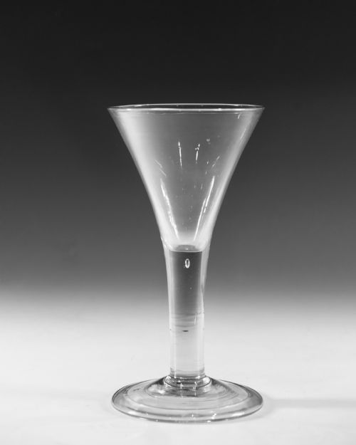 ANTIQUE GLASS GOBLET PLAIN STEM ENGLISH C1750 - ADDITIONAL PHOTO 1