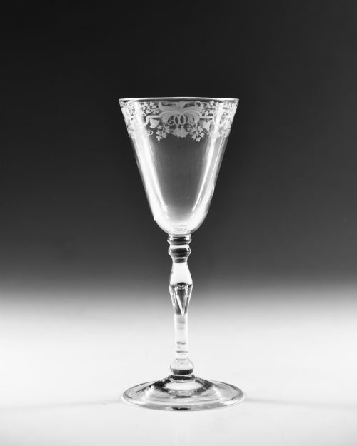 ANTIQUE WINE GLASS NEWCASTLE LIGHT BALUSTER ENGLISH C1750 - ADDITIONAL PHOTO 1