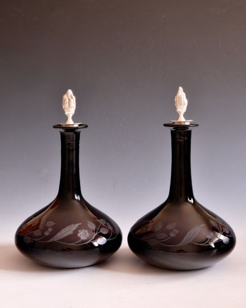 ANTIQUE DECANTERS AMETHYST ENGLISH C1850 - ADDITIONAL PHOTO 1
