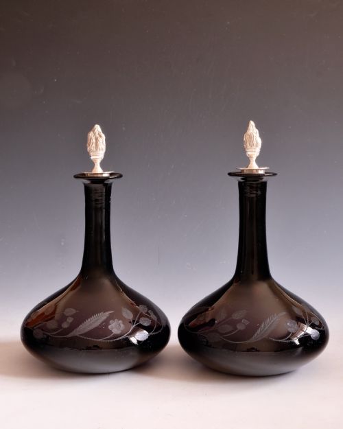 ANTIQUE DECANTERS AMETHYST ENGLISH C1850 - ADDITIONAL PHOTO 2