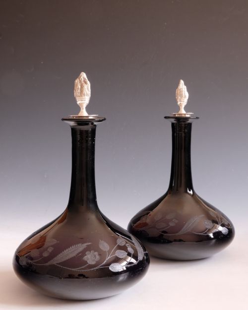 ANTIQUE DECANTERS AMETHYST ENGLISH C1850 - ADDITIONAL PHOTO 3