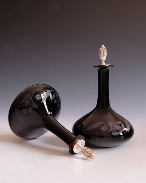 ANTIQUE DECANTERS AMETHYST ENGLISH C1850 - ADDITIONAL PHOTO 6