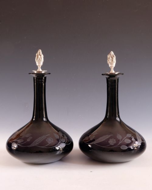 ANTIQUE DECANTERS AMETHYST ENGLISH C1850 - ADDITIONAL PHOTO 7