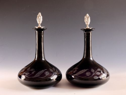 ANTIQUE DECANTERS AMETHYST ENGLISH C1850 - ADDITIONAL PHOTO 8