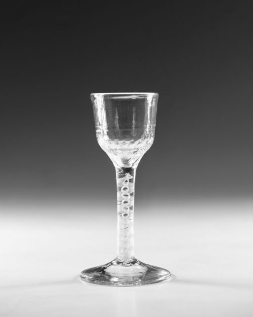 ANTIQUE WINE GLASS OPAQUE TWIST ENGLISH C1765 - ADDITIONAL PHOTO 1