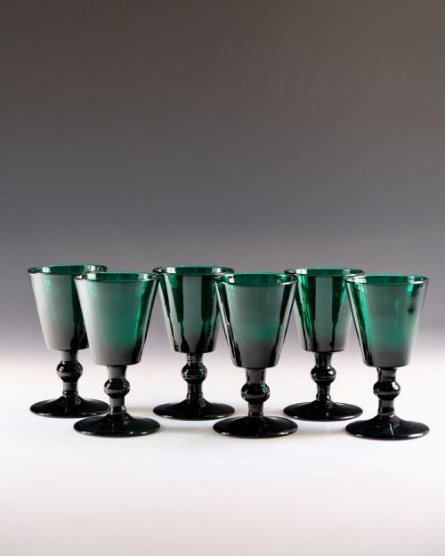 GEORGIAN GREEN WINE GLASSES SET OF SIX ENGLISH C1820 - ADDITIONAL PHOTO 1