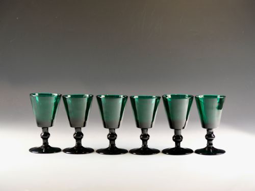 GEORGIAN GREEN WINE GLASSES SET OF SIX ENGLISH C1820 - ADDITIONAL PHOTO 6