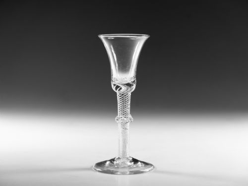 ANTIQUE WINE GLASS AIR TWIST ENGLISH C1755