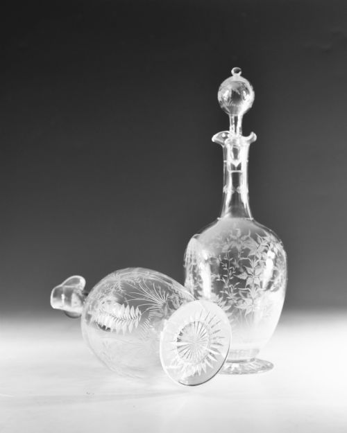 ANTIQUE DECANTERS PAIR ENGLISH C1880 - ADDITIONAL PHOTO 4