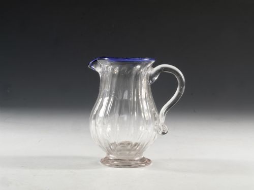 Antique Glass - Cream Jug with Blue Rim English C1800