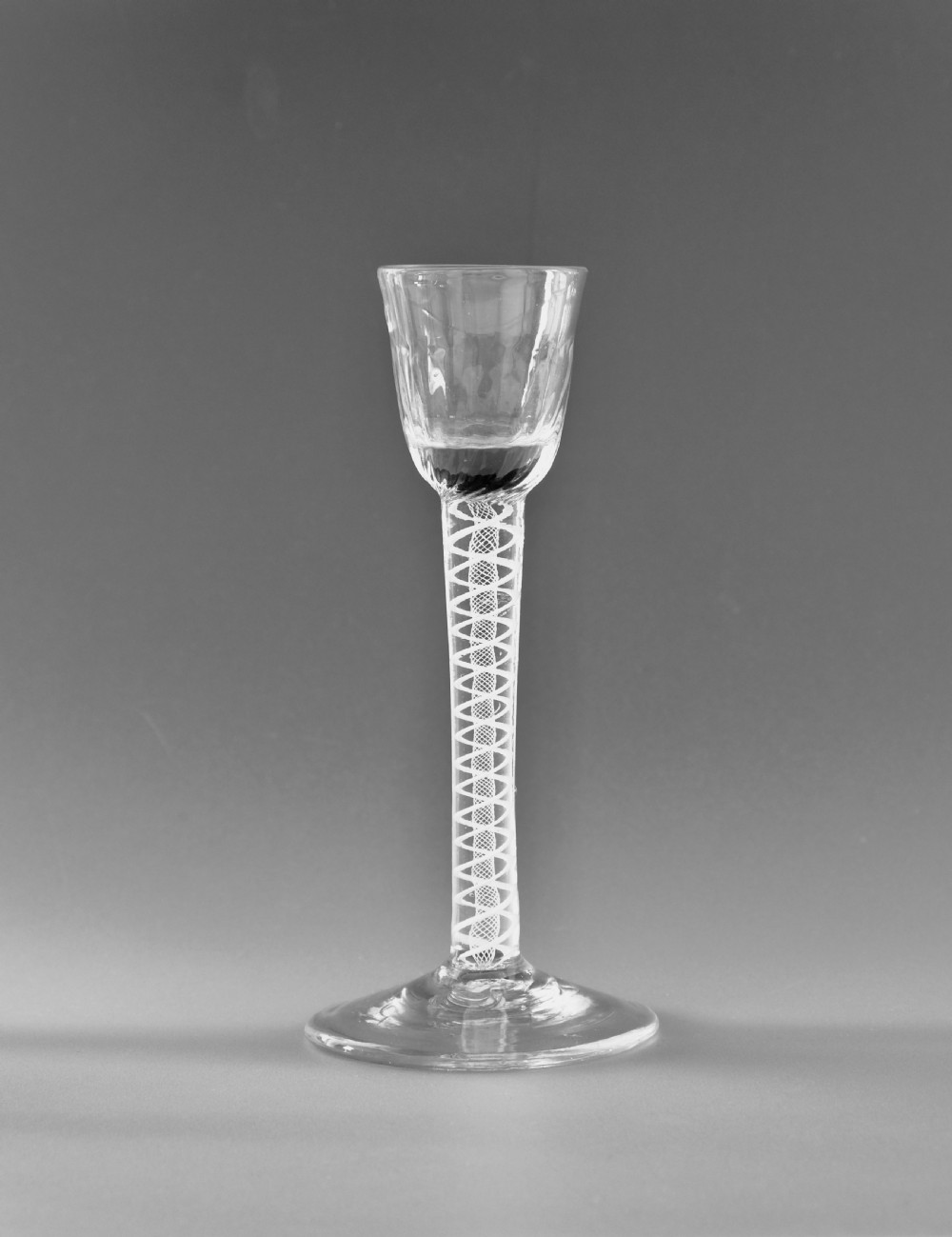 Double Series Opaque Twist Cordial Glass. English C1760.