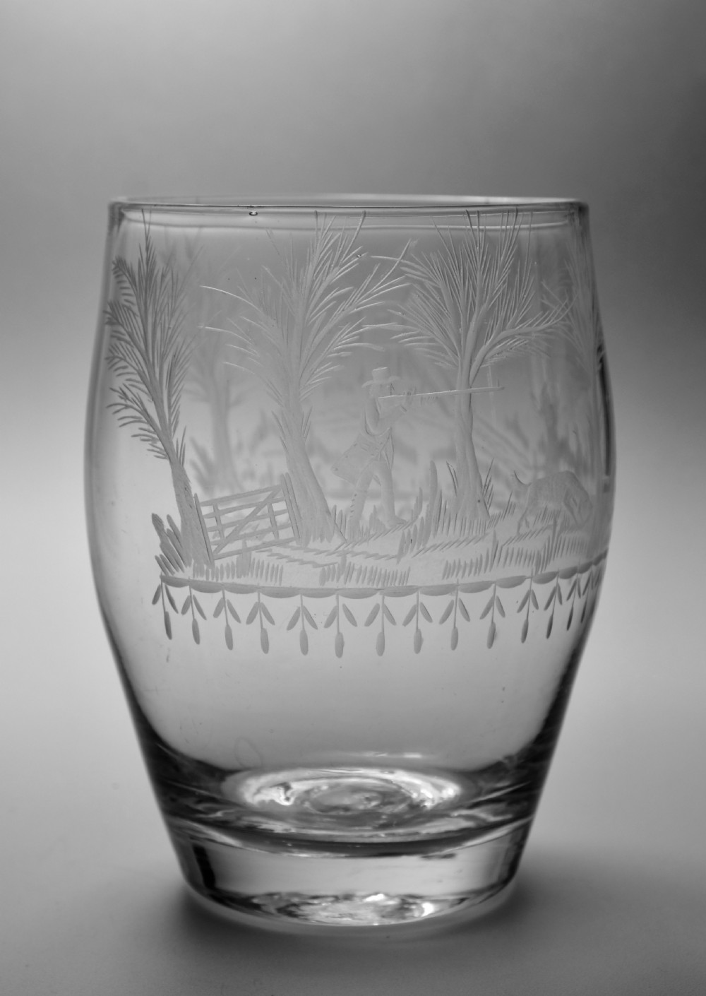 Pair of engraved Barrel-Shaped Tumblers English C1800. View III