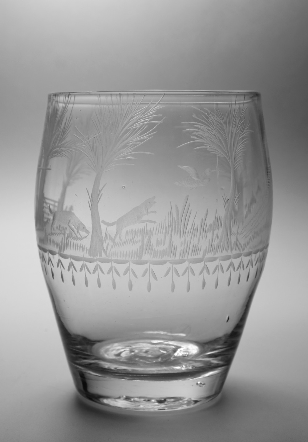 Pair of engraved Barrel-Shaped Tumblers English C1800. View IV
