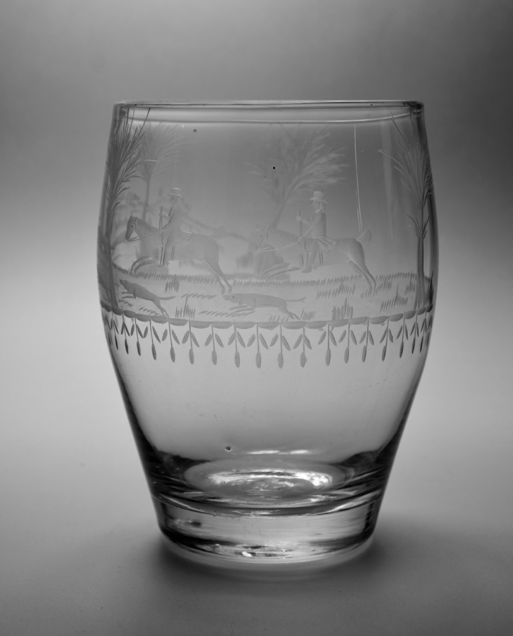 Pair of engraved Barrel-Shaped Tumblers English C1800. View VI