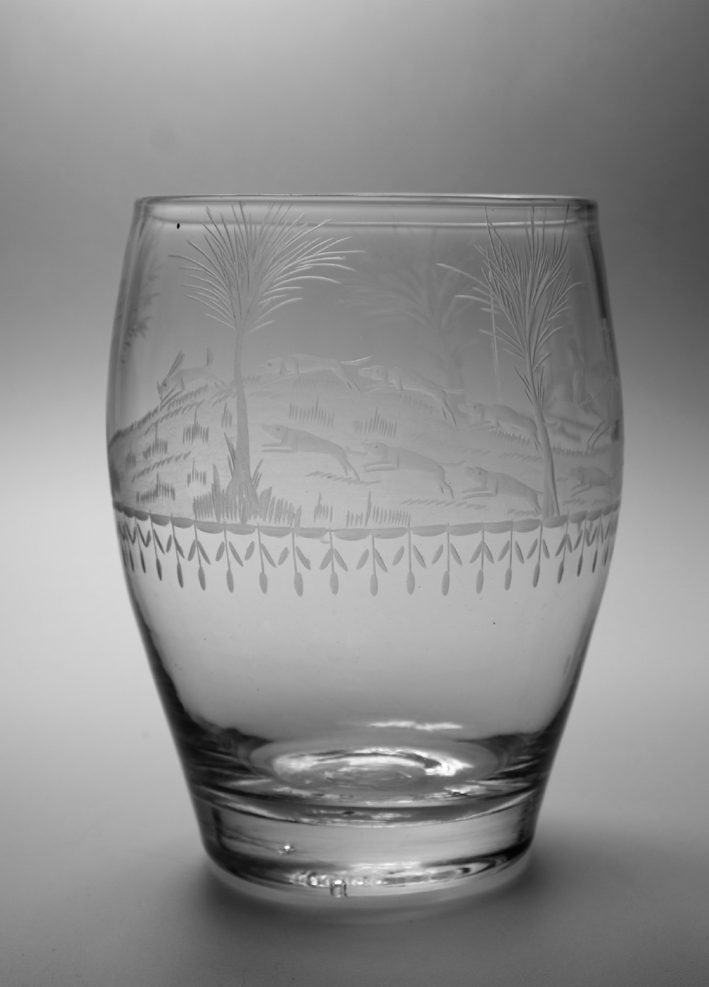 Pair of engraved Barrel-Shaped Tumblers English C1800. View VII