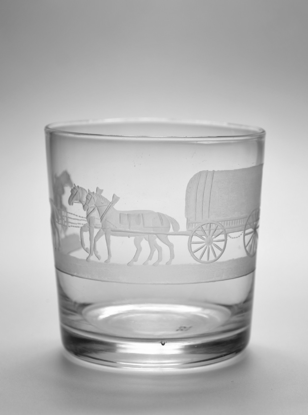 Tumbler Engraved Covered Wagon & Team of Four Horses C1820. View II