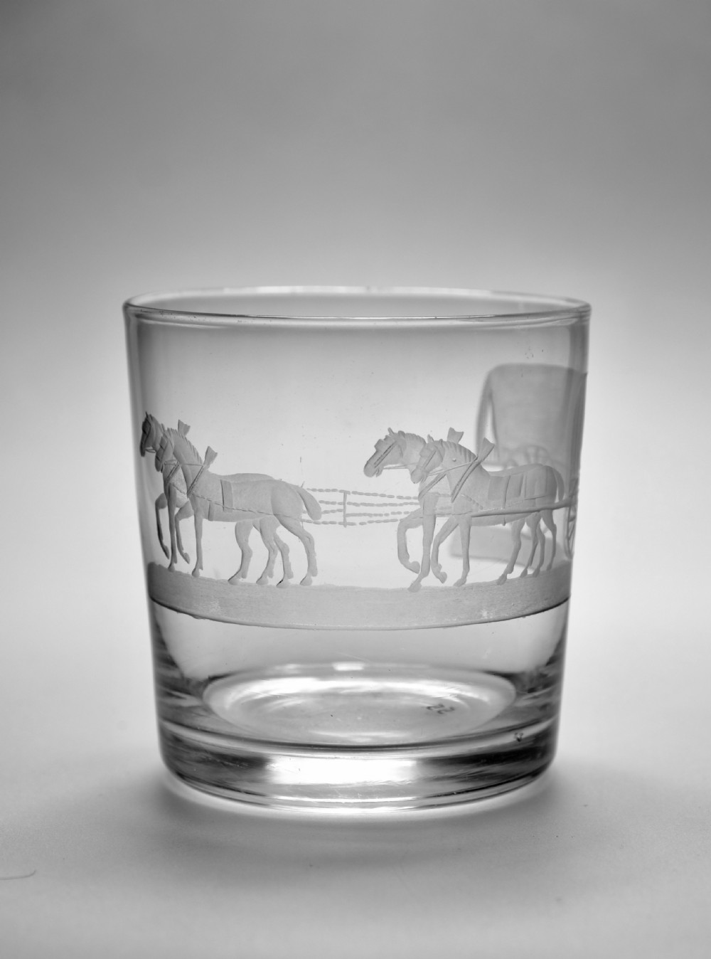 Tumbler Engraved Covered Wagon & Team of Four Horses C1820. View III