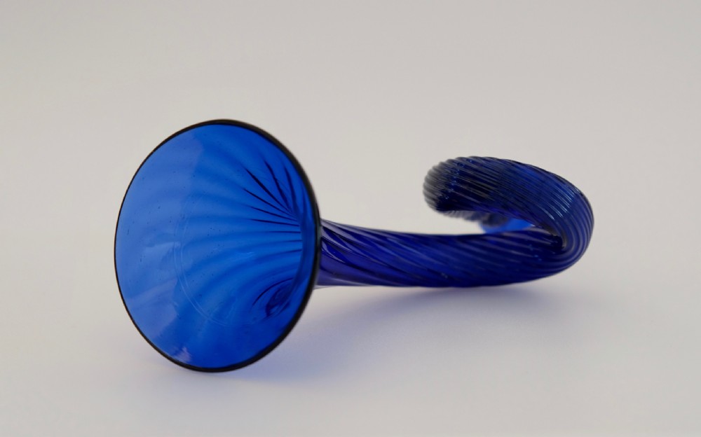 Blue wrythen bugle English C1840 View IV
