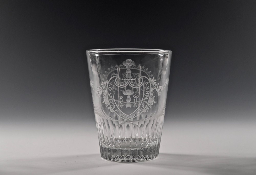 Large engraved heraldic tumbler English C1790