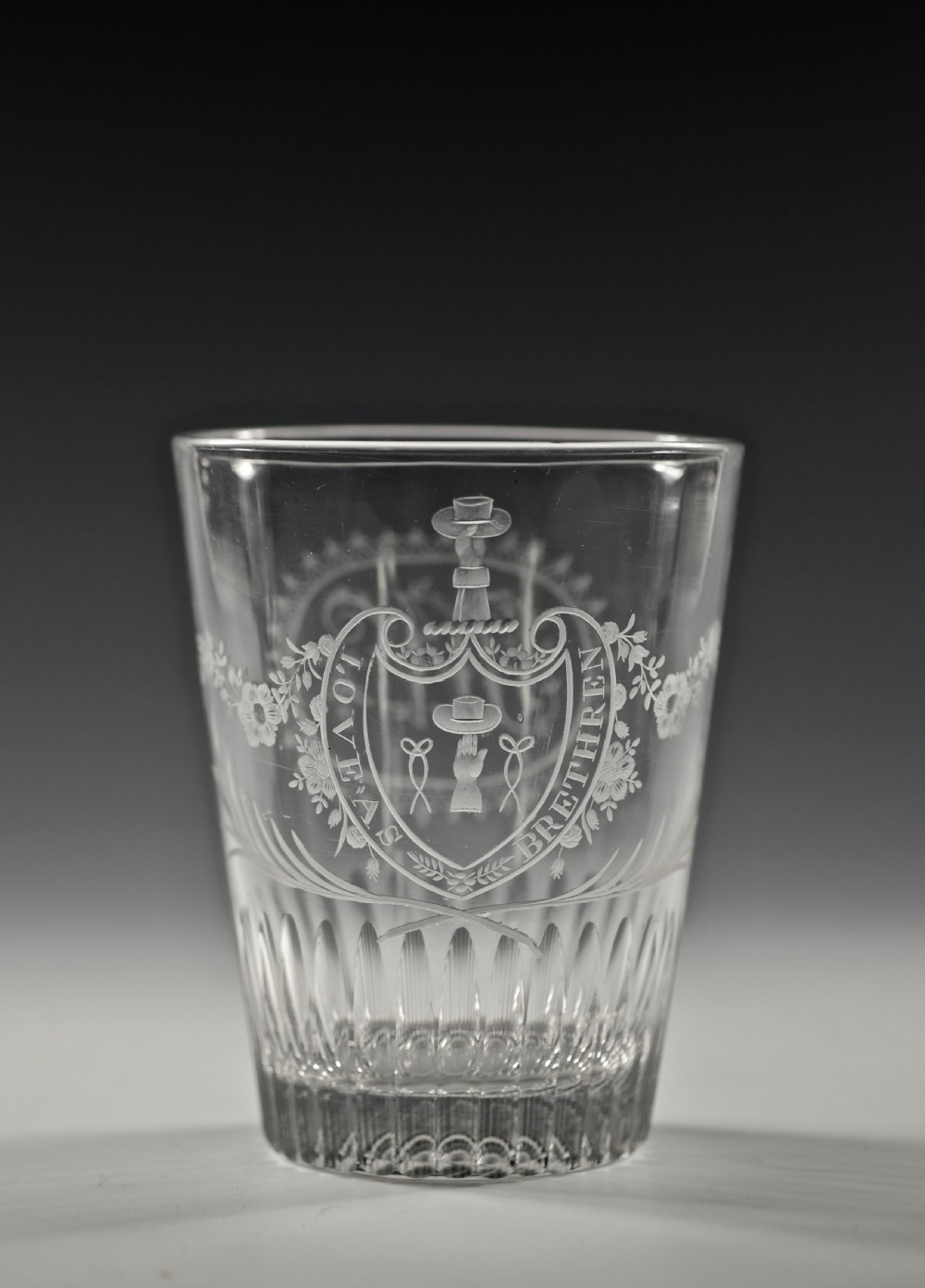 Large engraved heraldic tumbler English C1790 View II