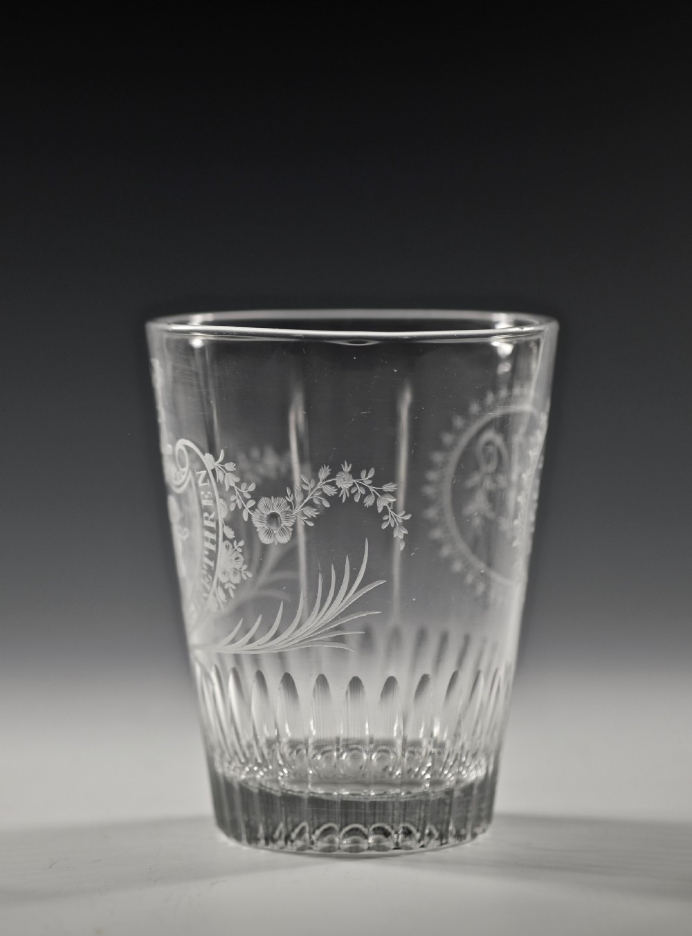 Large engraved heraldic tumbler English C1790 View III