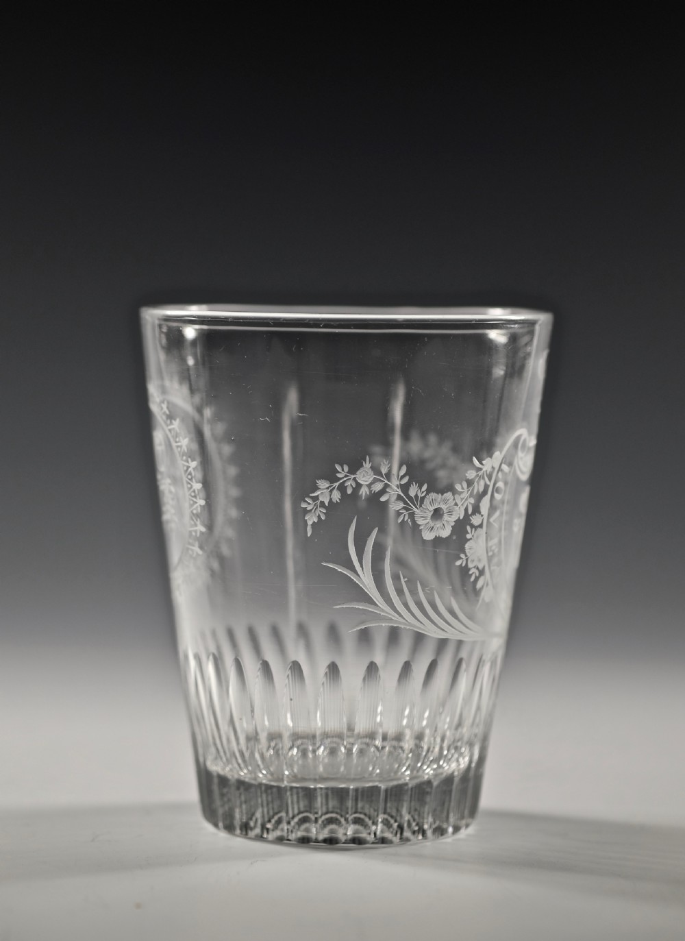 Large engraved heraldic tumbler English C1790 View V