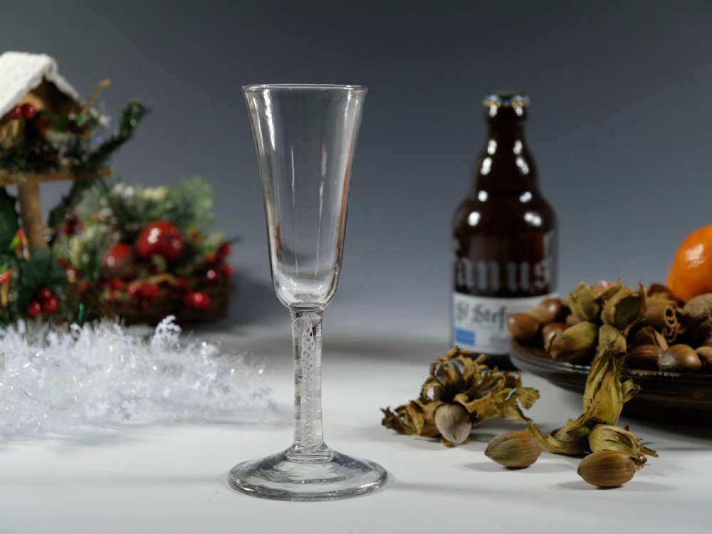 Double series opaque twist ale glass English C1765 View III