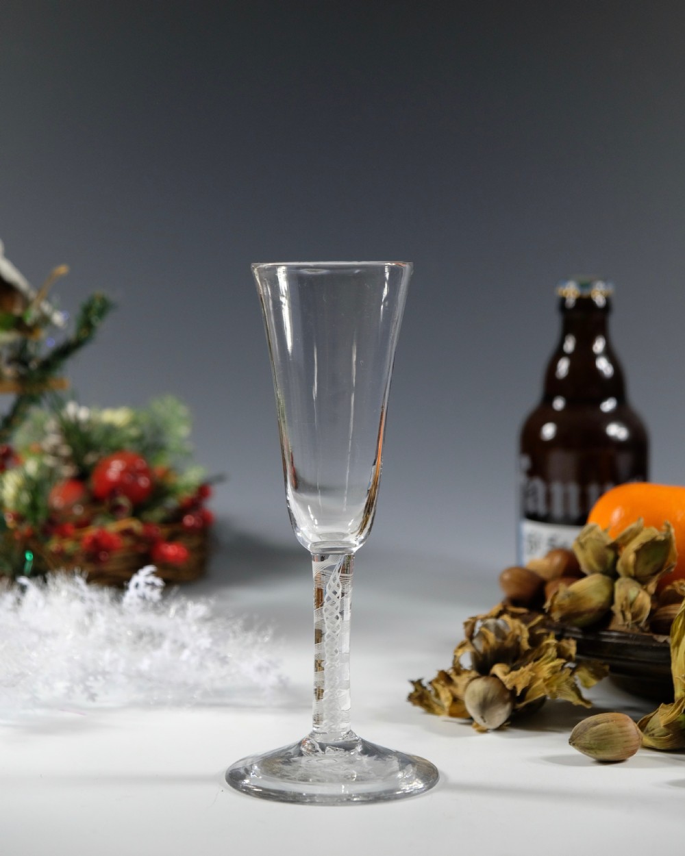 Double series opaque twist ale glass English C1765 View II