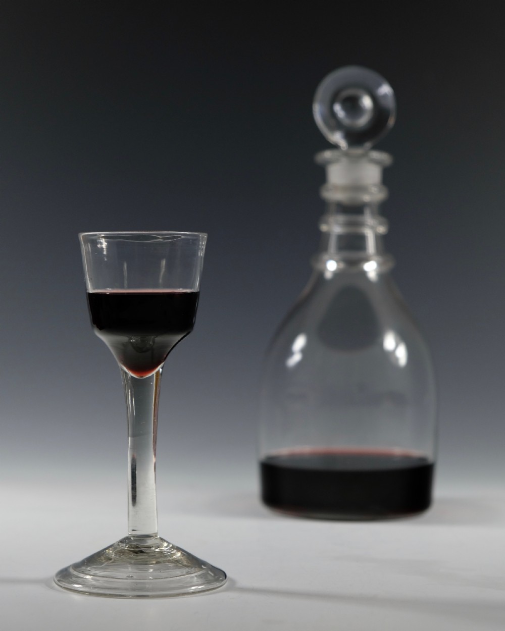 Plain stem wine glass with folded foot English C1760 View III
